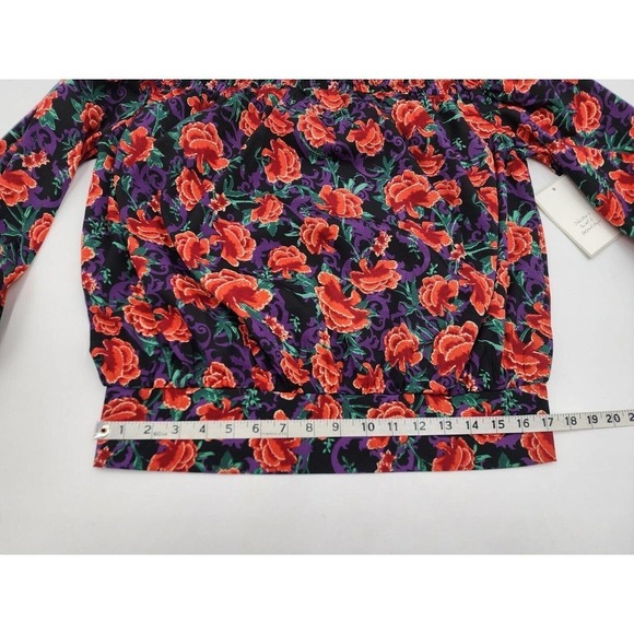 Calligraphie High Neck Long Sleeve Floral Blouse NWT Size XL Roses - Picture 5 of 10